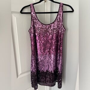Sequin purple and pink shift dress from Express size Small